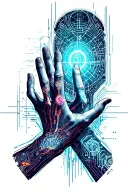 Creation of Adam touching fingers tattoo design idea