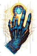 Creation of Adam touching fingers tattoo design idea