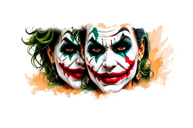 chola chicana joker face tattoo design idea