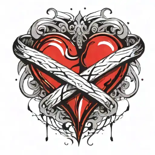 beating heart beat Two wedding rings intertwined tattoo design idea