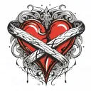 beating heart beat Two wedding rings intertwined tattoo design idea