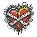 beating heart beat Two wedding rings intertwined tattoo design idea