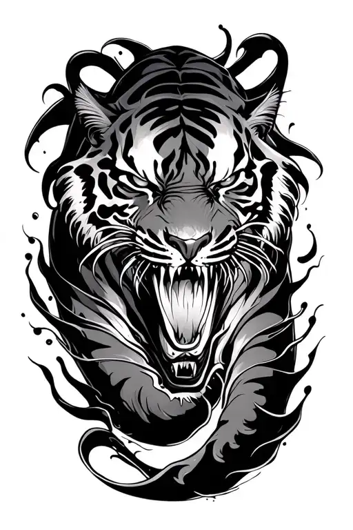 venom crawling water tiger personal growth tattoo design idea