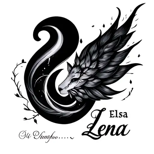 Infinite with first name Elsa Lucas Lena tattoo design idea