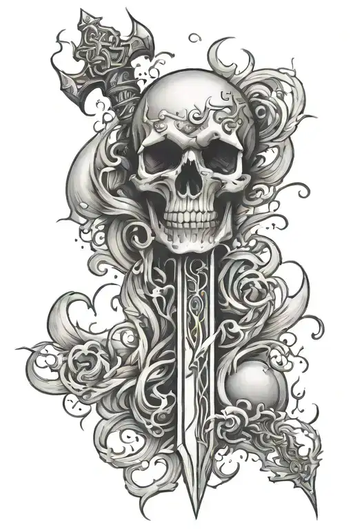 plasma crown , ice sword, smoke swirling tattoo design idea