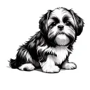 shih tzu dog sits half sitting tattoo design idea