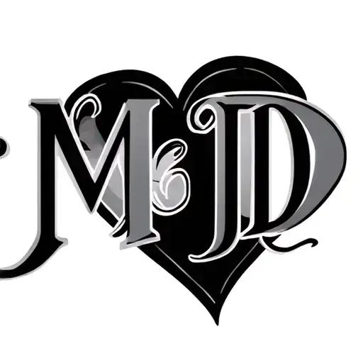 "M J D" "M J D" "M J D" heart tattoo design idea