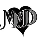 "M J D" "M J D" "M J D" heart tattoo design idea