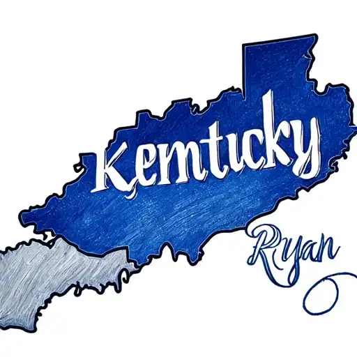 State of kentucky blue crayon name ryan tattoo design idea
