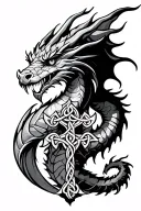 dragon with Celtic cross tattoo design idea