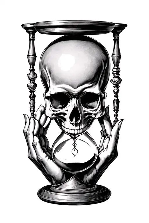 skull holding an hourglass tattoo tattoo design idea
