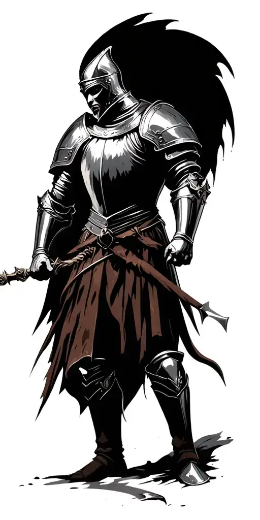 English Knight fighting tattoo design idea