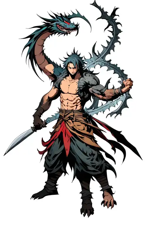 Anime Berserker, Main character Guts wielding the Dragon Slayer tattoo design idea