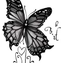 Draw me a butterfly with a heart and the initials b and t tattoo design idea