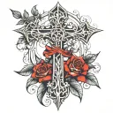 cross with thorns and isaiah 41 10 tattoo design idea