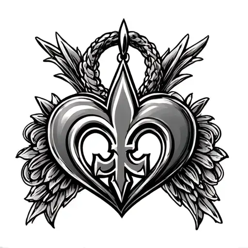 saints logo combined heart shaped locket tattoo design idea