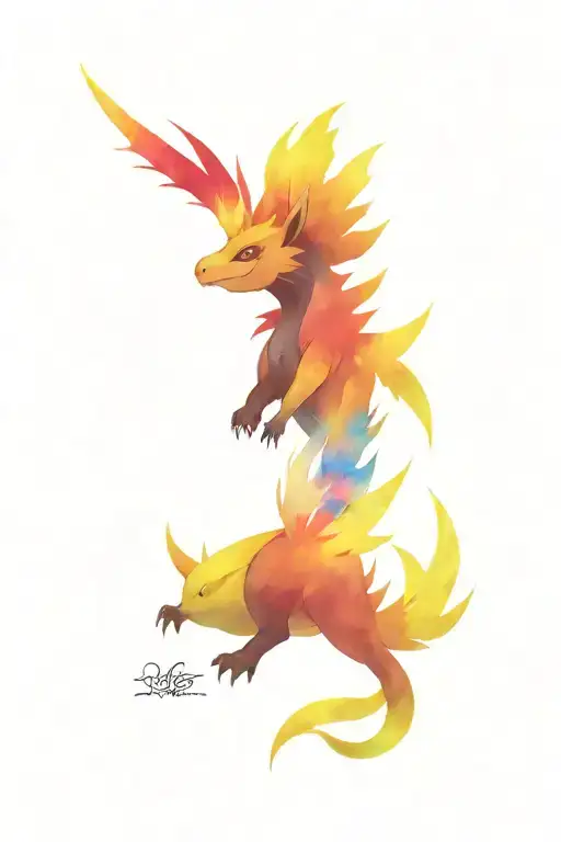pokemon houndoom typhlosion meganium feraligatr Umbreon Pidgeot tattoo design idea