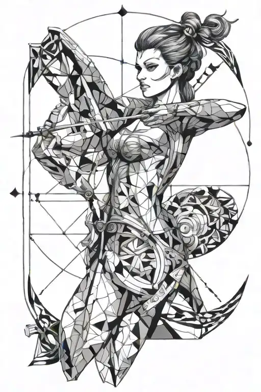 artemis shooting a bow tattoo design idea