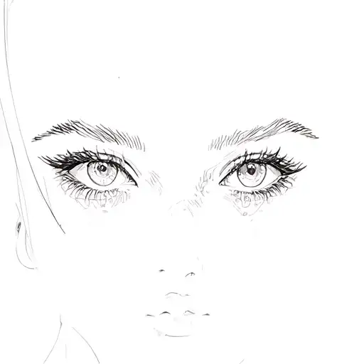a close up of a girl's eyes and eye brows tattoo design idea