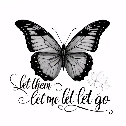 butterfly let them let me let go tattoo design idea
