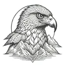 falcon head in center of rocky mountains tattoo design idea