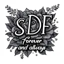 "SDF forever and always" wedding ring finger tattoo design idea
