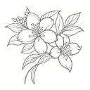 T with lemon flowers tattoo design idea