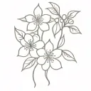 T with lemon flowers tattoo design idea
