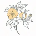 T with lemon flowers tattoo design idea