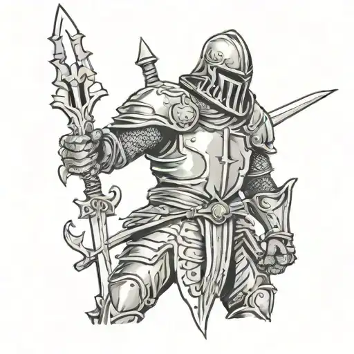 zombie knight holding a sword tattoo design idea