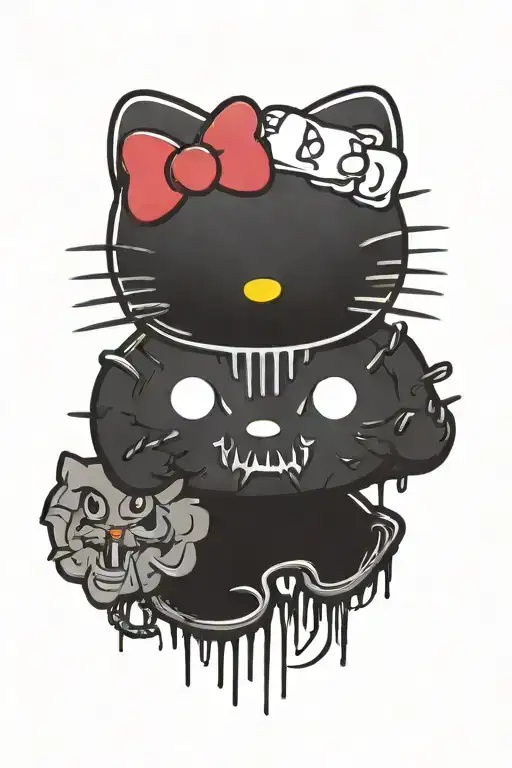 black metal hello kitty tattoo design idea