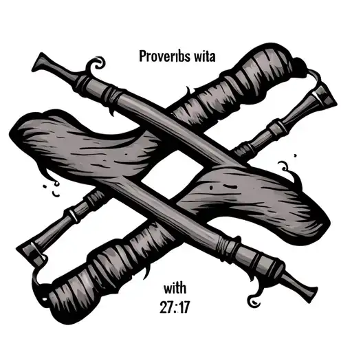 two fishing poles crossing eachother symbolizing my relationship with my grandpa. and include proverbs 27:17 with it tattoo design idea