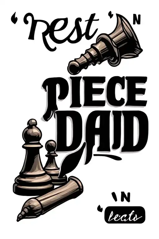 "Rest in piece dad " chess darts woodworking  tattoo design idea