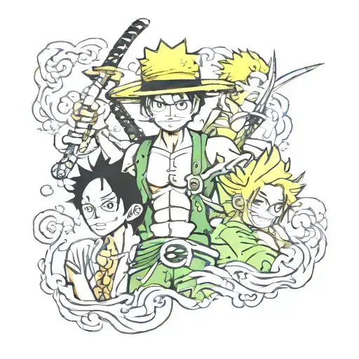 one piece luffy zoro sanji tattoo design idea