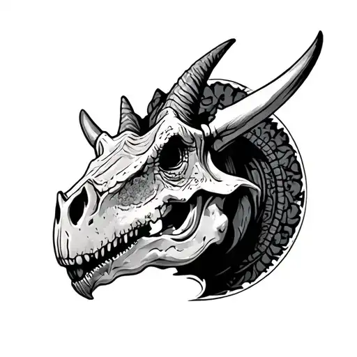 tattoo of a triceratops skull adorned tattoo design idea