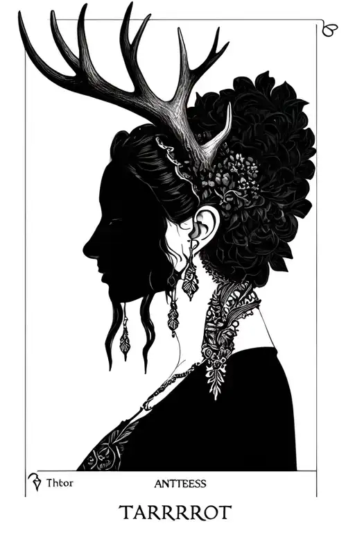 tarrot card: the empress with antler tattoo design idea