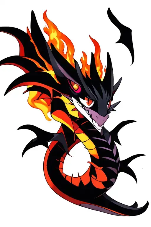 Gyarados with mewtwo pokemon fire tattoo design idea