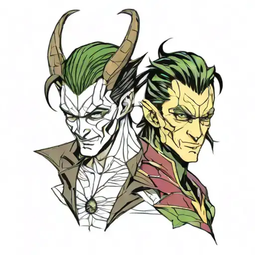 loki +  joker mesh tattoo design idea