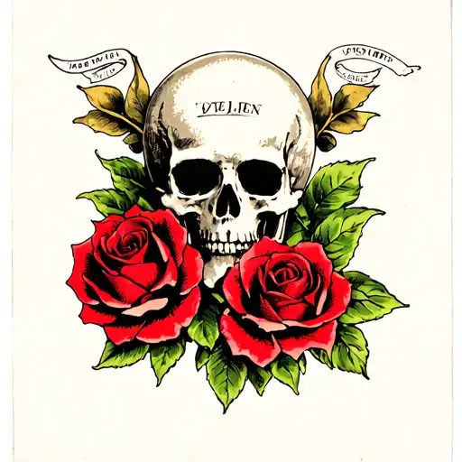 holy death with roses tattoo design idea