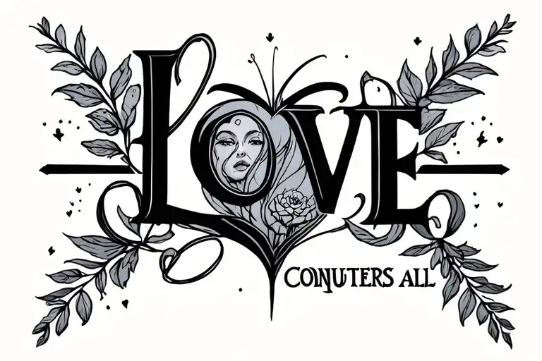 Love conquers all tattoo design idea