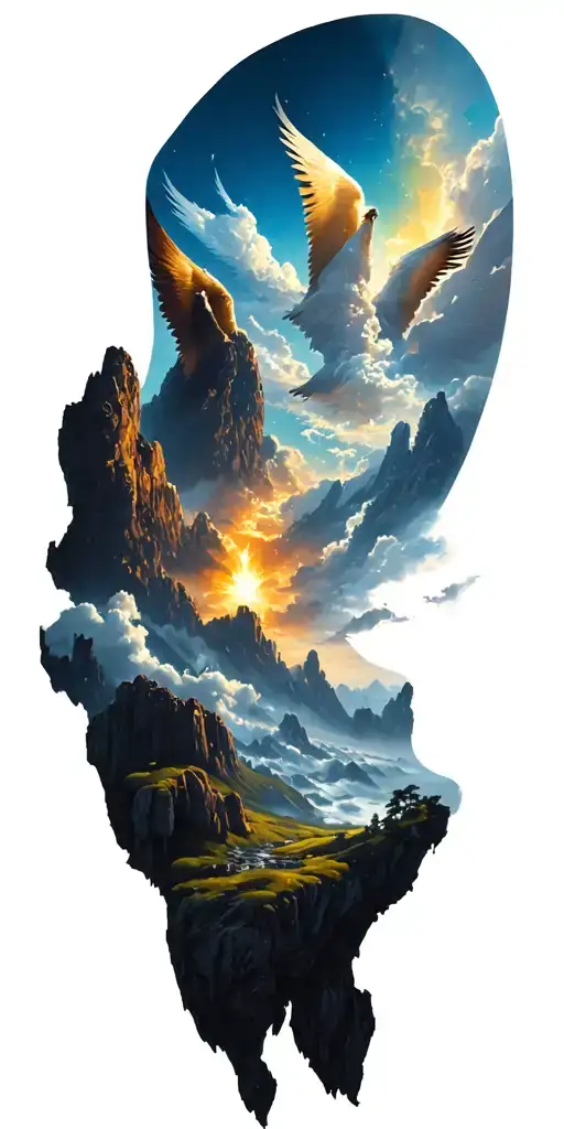 heavenly landscape tattoo design idea