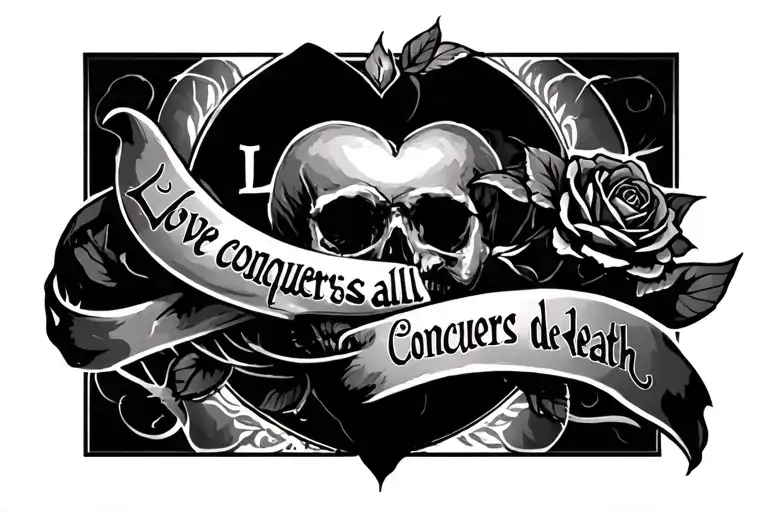 Love conquers all, conquers death tattoo design idea
