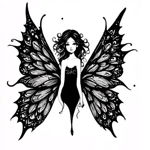 fairy wings spread tattoo design idea