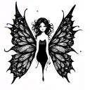 fairy wings spread tattoo design idea