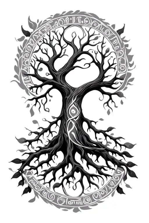 tree of life, tribal, infinity symbol, love, roulette  tattoo design idea