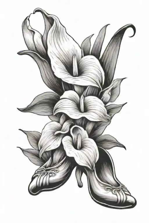 footprint and calla lilies tattoo design idea