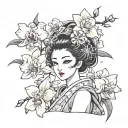 anime orchids Japanese geisha tattoo design idea