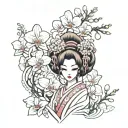 anime orchids Japanese geisha tattoo design idea