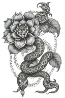 snake mandala flowers tattoo design idea