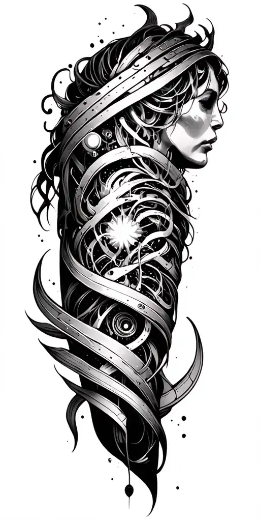 bio mechanical sleeve tattoo design idea